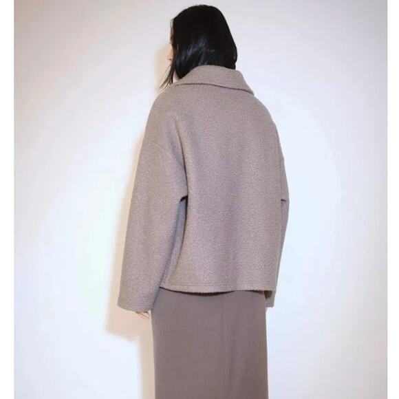 Mango Missouri Boucle Shacket Faux Shearling Collar Camel Tan S - Picture 3 of 15